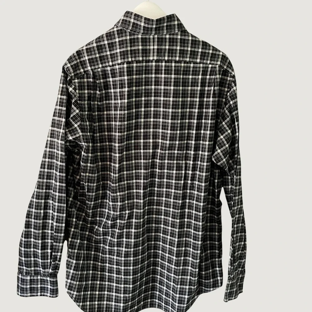 Polo Ralph Lauren Mens Black White Plaid Long Sleeve Button Down Shirt Size L